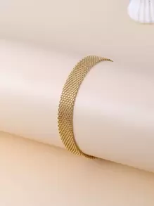 1 件/套 18K 不锈钢珠宝女士简约别致网状链条手链项链套装，优雅适合派对、约会、商务装 - 金黃色 - 查看 6