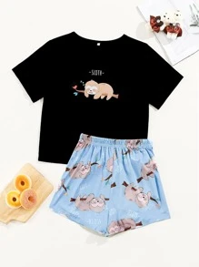 Conjunto de pijama con estampado de dibujos animados - Multicolor - Ver 1