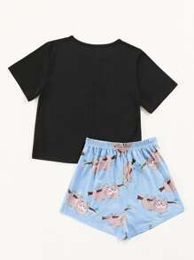 Conjunto de pijama con estampado de dibujos animados - Multicolor - Ver 2