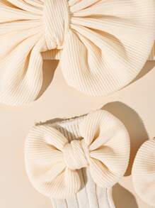 1pair Baby Bow Decor Socks & 1pc Headband - Apricot - View 3