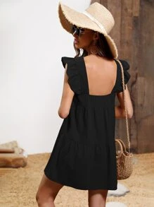 Breezaya Vestido smock ribete con fruncido