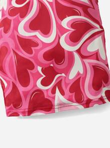 SHEIN Baby Girl Heart Print Cami Dress - Red - View 4