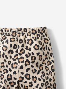 SHEIN Baby Girl Leopard Print Tank Top & Shorts - Khaki - View 4