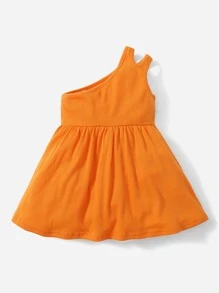 SHEIN 嬰兒單肩A字連衣裙 - 橘色 - 查看 2