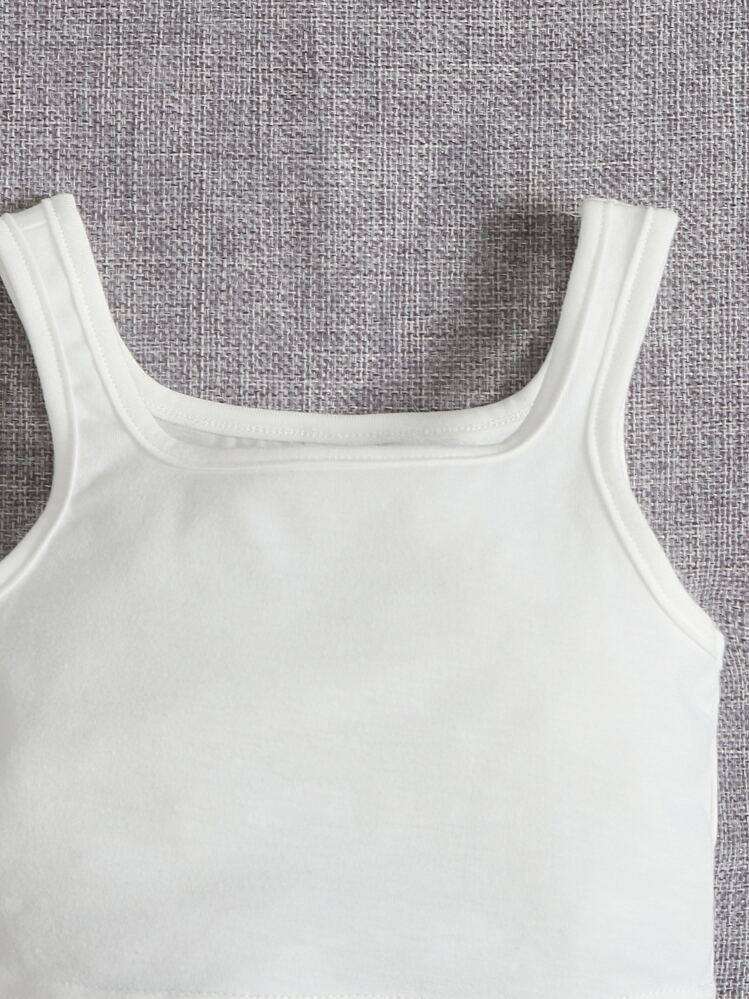 SHEIN Baby Girl Tank Top & Letter Graphic Shorts - Blue - View 3