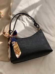 Cartoon Embossed Skinny Scarf Decor Bag - Black - View 1