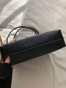 Cartoon Embossed Skinny Scarf Decor Bag - Black - View 3