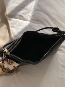 Cartoon Embossed Skinny Scarf Decor Bag - Black - View 4