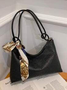 Cartoon Embossed Skinny Scarf Decor Bag - Black - View 5