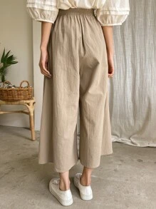 DAZY Slant Pocket Wide Leg Pants - Khaki - View 2