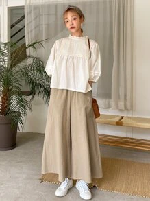 DAZY Slant Pocket Wide Leg Pants - Khaki - View 3