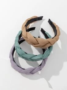 3pcs Ladies' Elegant Solid Color Twisted Hair Hoop With High-grade Texture, Suitable For Daily Wear. Slight Color Difference Is Normal.