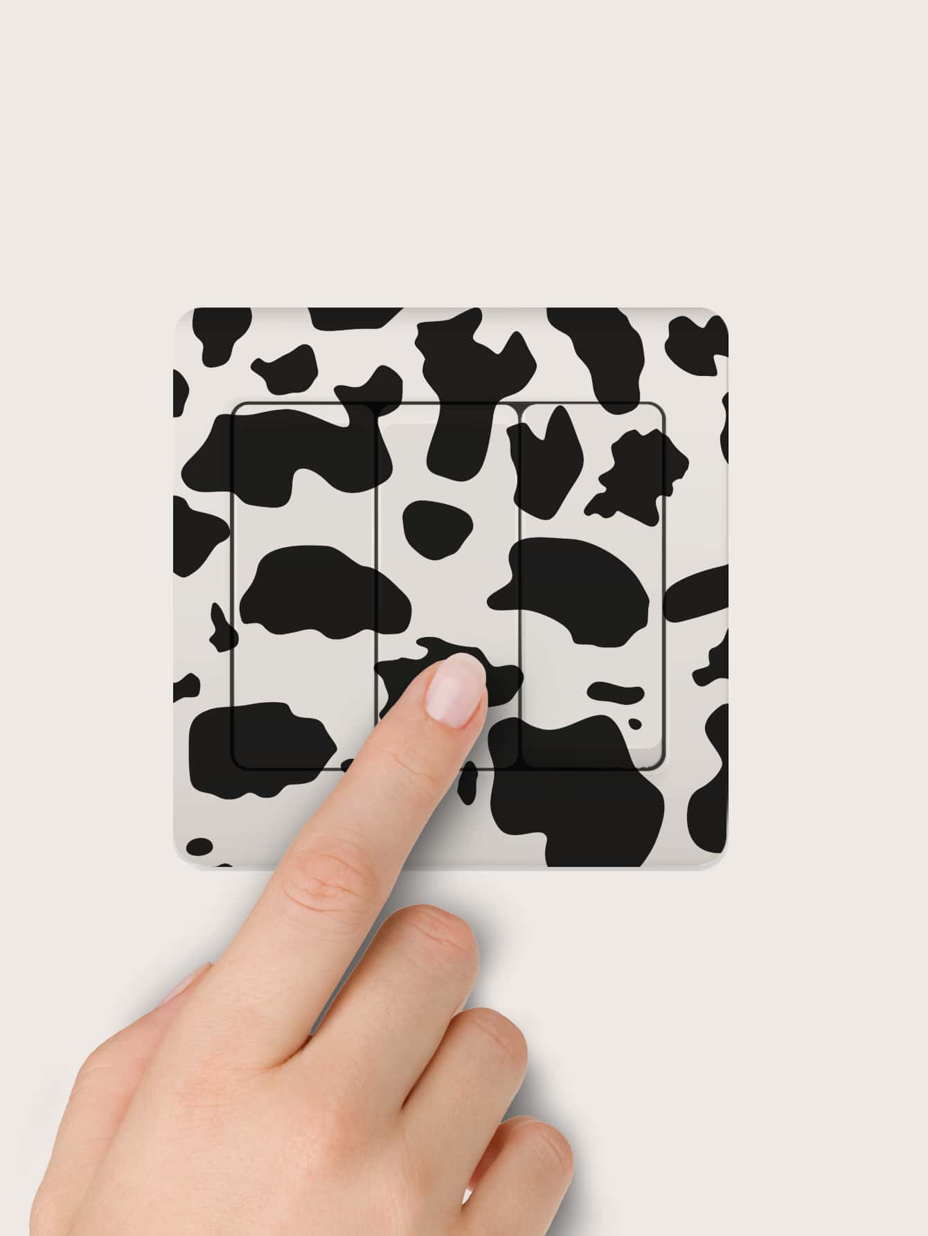 Cow Pattern Switch Outlet Wall Sticker - Black - View 1