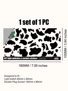Cow Pattern Switch Outlet Wall Sticker - Black - View 5
