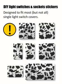Cow Pattern Switch Outlet Wall Sticker - Black - View 6