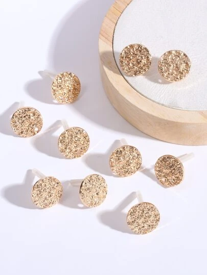 10pcs Textured Round Design DIY Earrings Accessory