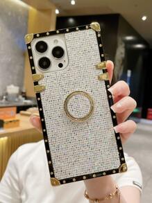 Ốp điện thoại đính đá lấp lánh kiêm giá đỡ nhẫn, phiên bản quốc tế, không phải phiên bản nội địa. - Nhiều màu - Xem 2