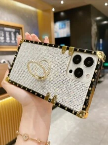 Ốp điện thoại đính đá lấp lánh kiêm giá đỡ nhẫn, phiên bản quốc tế, không phải phiên bản nội địa. - Nhiều màu - Xem 4