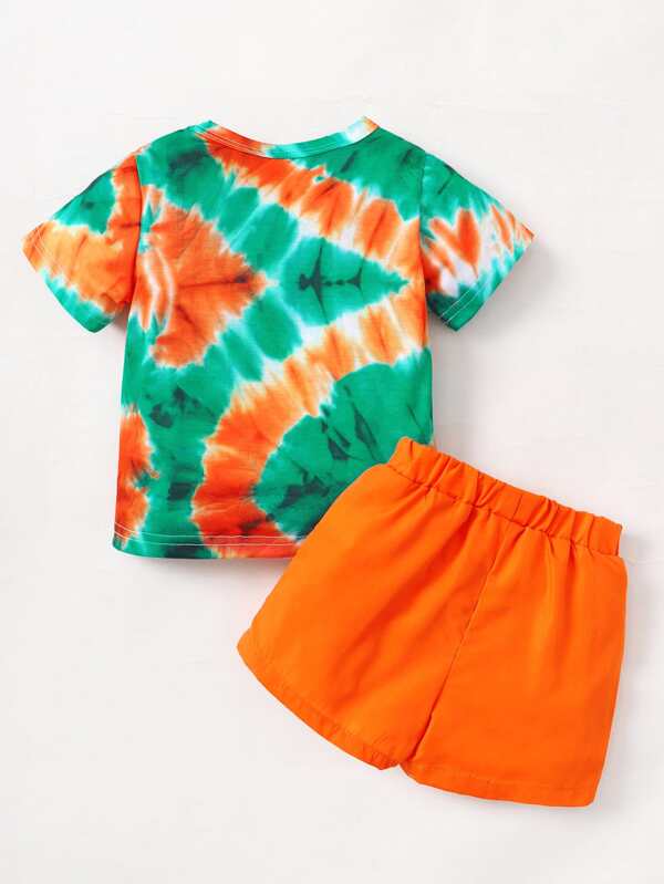 Baby Boy Tie Dye & Letter Graphic Tee & Shorts SHEIN USA