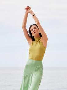 MOTF PREMIUM Spandex được trang bị gân trên cùng - Màu xanh chanh - Xem 2