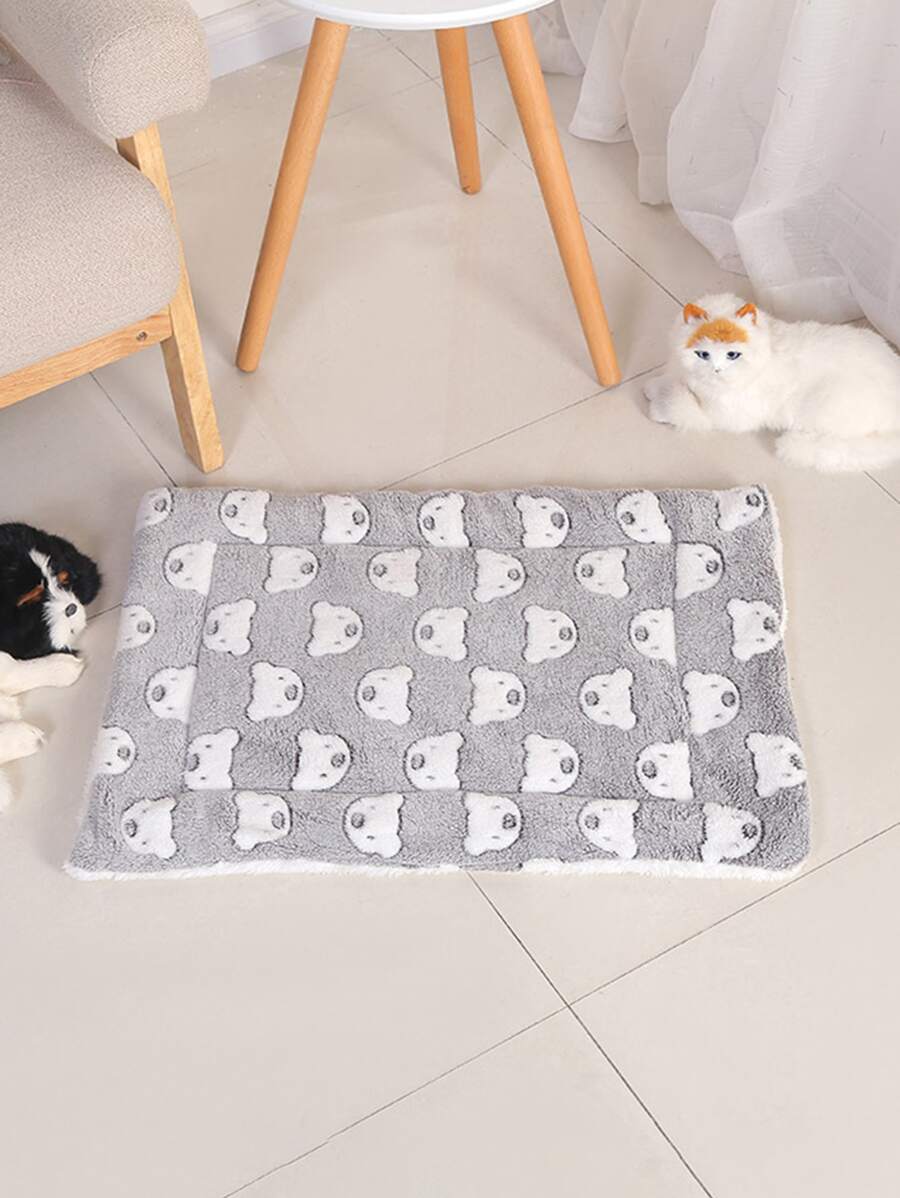 Cartoon Bear Pattern Pet Crate Mat - Multicolor - View 1