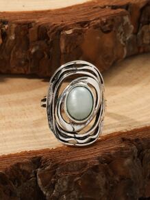 Gemstone Decor Ring - Green - View 2