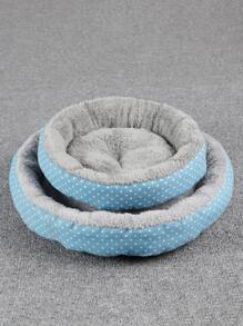 1 pieza Cama para mascotas con patrón de lunares felpa - Azul - Ver 1