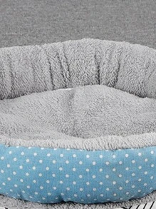 1 pieza Cama para mascotas con patrón de lunares felpa - Azul - Ver 6