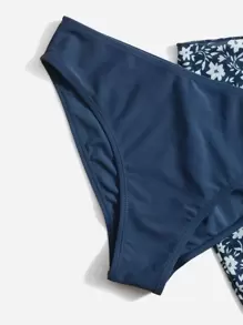 Conjunto de Maiô Bikini Triângulo em Pacote de 3 e Saia de Praia com Estampa Floral para Adolescentes, Praia de Verão