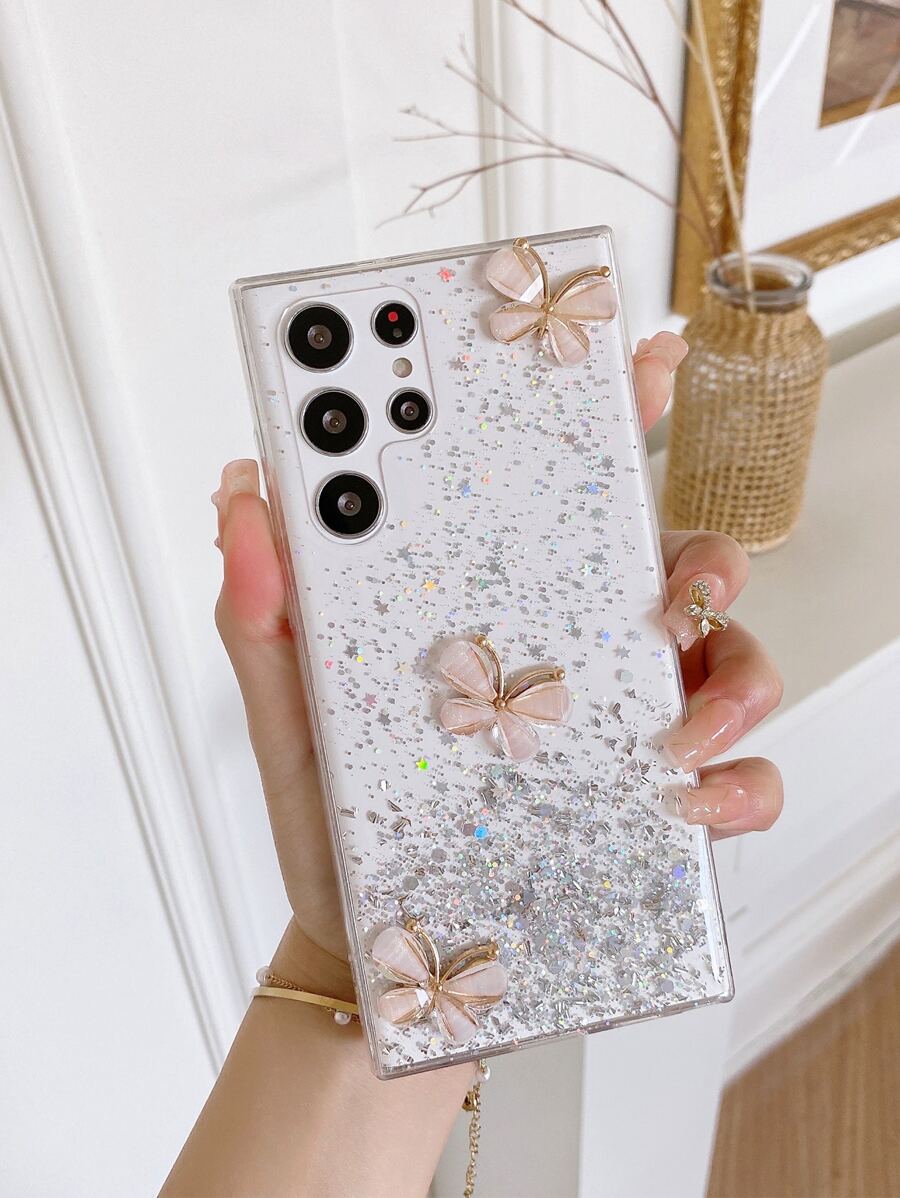 1 ốp lưng điện thoại hình bướm bầu trời lấp lánh mộng mơ, tương thích với điện thoại , phiên bản quốc tế, không phải phiên bản nội địa. - trắng - Xem 1