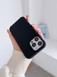 1pc Silicone Solid Color And Gradient Liquid Woven Pattern Phone Case Compatible With IPhone 11/12/13/14/15/13promax/14promax/15promax - Black - View 4