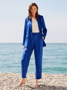 MOTF PREMIUM SILK BLEND TAILORED TROUSERS - Royal Blue - View 3