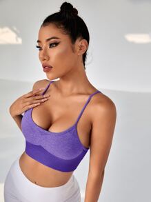 Yoga Basic Criss Cross Backless Sports Bra - Purple - View 1