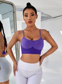 Yoga Basic Criss Cross Backless Sports Bra - Purple - View 3