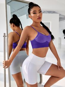 Yoga Basic Criss Cross Backless Sports Bra - Purple - View 4