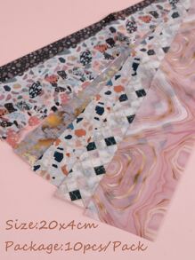 FULL BEAUTY 10入組大理石紋樣式美甲轉印箔 - 彩色 - 查看 6