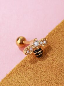 1入組水鑽裝飾蜜蜂耳釘 - 金黃色 - 查看 4
