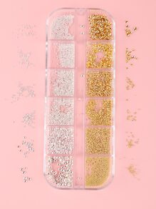 FULL BEAUTY 1 Box Jewelry Organizer With 12 Rectangular & Semi-Circle Compartments DIY Nail Charms Nail Gems Nail Supplies