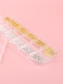 FULL BEAUTY 1 Box Jewelry Organizer With 12 Rectangular & Semi-Circle Compartments DIY Nail Charms Nail Gems Nail Supplies