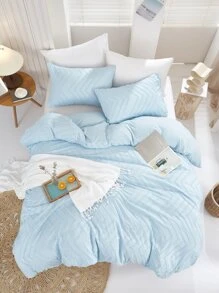 Tufted Duvet Cover Set Without Filler - Blue - View 1