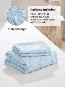 Tufted Duvet Cover Set Without Filler - Blue - View 3