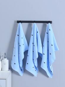 zhenjianliangpin 1 pieza Paño de limpieza facial geométrico con bordado cara tejido de tela absorbente agua para casa - Celeste - Ver 2