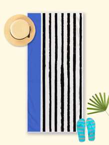 1 pieza Toalla de playa con patrón de rayas - Azul - Ver 2