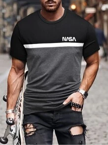 Manfinity Homme 男士T恤衫合身的圓領短袖夏季休閒聚酯纖維 - 彩色 - 查看 1