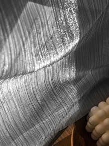 Black Glitter Single Panel Sheer Curtain - Black - View 3