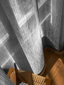 Black Glitter Single Panel Sheer Curtain - Black - View 5