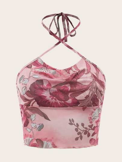 Floral Print Halter Top