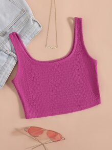 SHEIN Unity Solid Scoop Neck Crop Tank Top - Red Violet - View 1