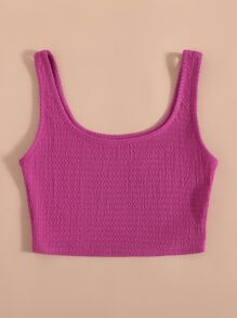 SHEIN Unity Solid Scoop Neck Crop Tank Top - Red Violet - View 4