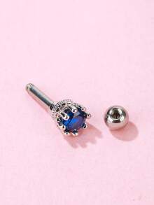 1入組寶石裝飾耳釘 - 銀色 - 查看 2